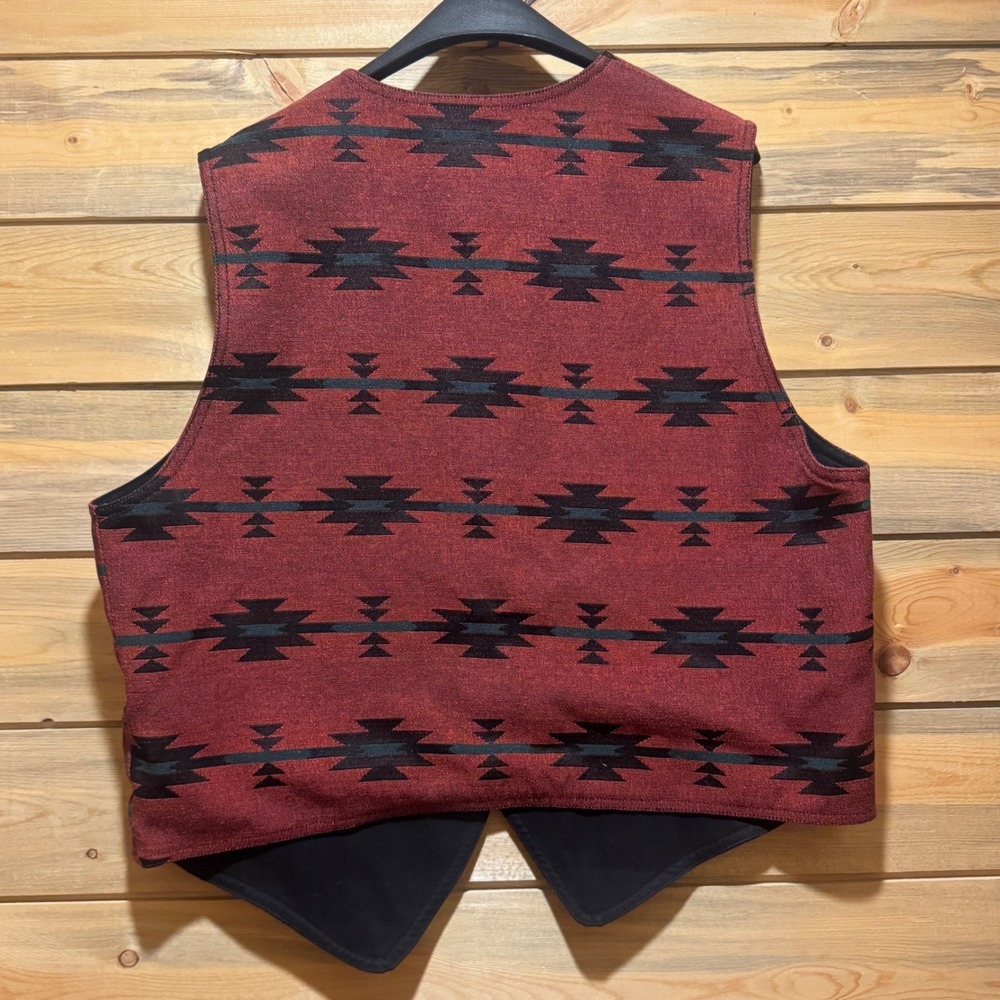 True Grit Mens Southwestern Pattern Vest Red Black Teal Mens Large Sz 4 See Ad - Picture 3 of 7